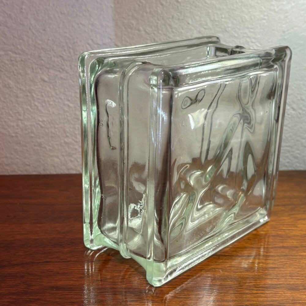 Vintage Mid Century Glass Brick Vase Made in West Germany Solifleur Nubio MCM